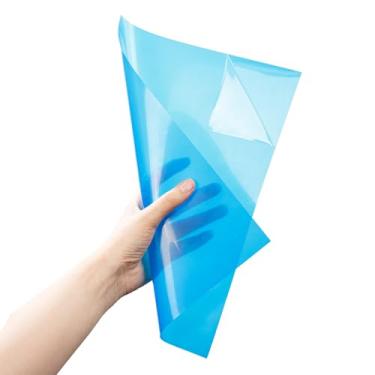 Imagem de Pacote com 10 folhas de plástico flexível de PVC colorido A4, película transparente azul de 0,3 mm para relatórios de escritório, capas de apresentação, proteção de documentos e artesanato DIY