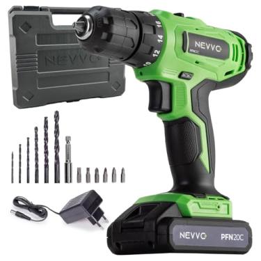 Imagem de Parafusadeira e Furadeira 20V Potente 1400Rpm 3/8 Engate 10mm Sem Fio Bateria 1300mAh Recarregável Bivolt Torque Variável 18 Níveis 35Nm Com Maleta e Acessórios Profissional PFN20C NEVVO