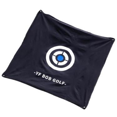 Imagem de UGPLM Rede de rebatidas de golfe, pano para alvo de golfe, auxílio para treinamento, círculo de suspensão, proteção contra recuo, rede de prática resistente, Preto