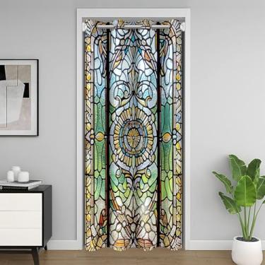 Imagem de meiyoeat Cortina de porta de vidro de arte colorida para privacidade de entrada para 132 x 213 cm, 1 painel infantil, boho, exótico, capa de porta de armário para meninos e meninas, adolescentes