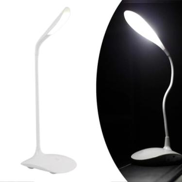 Imagem de Luminária LED USB Flexível para Mesa, 3 Modos de Iluminação, 29cm de Altura, Base 10x11cm, Branco