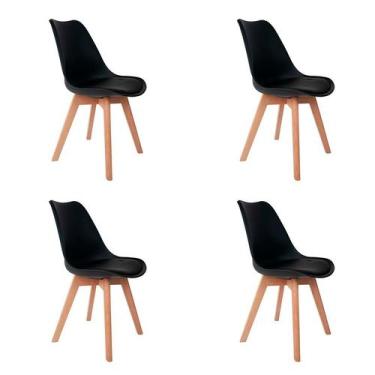 Imagem de Conjunto com 4 Cadeiras Saarinen Wood Preto - Mobly