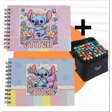 Imagem de Livro De Colorir Stitch Com Conjunto 60 Canetas. - Soberana Brinquedos