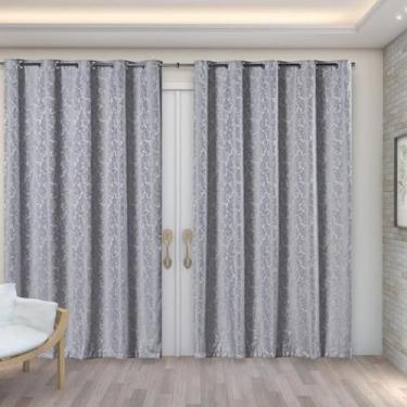 Imagem de Cortina Jacquard Cinza Sala Quarto Semi Blackout 4,00X2,80 - B.F Confe