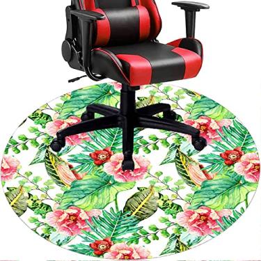 Imagem de Tapete de cadeira de escritório com flores, textura de flor, tapete de cadeira de mesa para piso de madeira de escritório em casa, protetor de piso de pilha baixa, redondo 119 cm