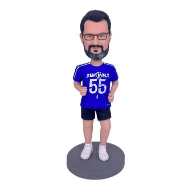 Imagem de Bobblehead personalizado entusiasta de esportes de argila da sua foto, presente ideal para irmão, namorado e amante de fitness, espírito atlético, decoração de casa, lembrança feita à mão, perfeita