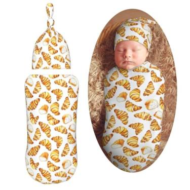 Imagem de Muishi Croissants Pão Recém-nascido Cobertores Conjuntos de Chapéus Cobertor Macio Recebendo Bebê Saco de Enfaixar para Chá de Bebê Infantil Menino Menina Presente