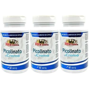 Imagem de Kit 3 Picolinato De Cromo 180 Cápsulas - Rei Terra