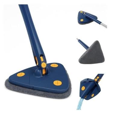 Imagem de Mop 360° Triangular Giratório com Cabo Ajustável – Esfregão de Limpeza Multiuso para Piso, Vidros e Paredes – Microfibra Lavável, Limpeza Profunda em Todos os Cômodos