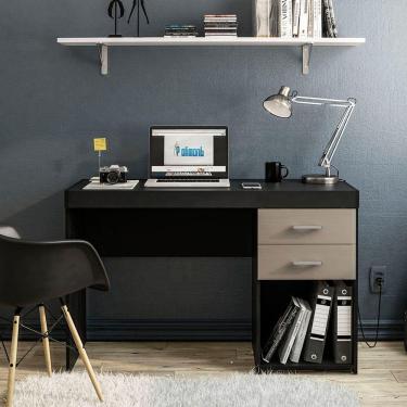 Imagem de Escrivaninha Malta 2 Gavetas Preto e Cinza Politorno