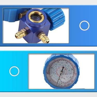 Imagem de KIMISS Manômetro e Válvula do Coletor de Ar Condicionado 500psi Com Espelho Visual para R12 R502 R22 R410 R134A - Instalação Fácil e Leituras Claras