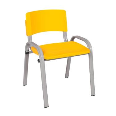 Imagem de Cadeira Infantil Iso Base Cinza Para Atividades Didáticas Creche Escola Empilhável Em Aço