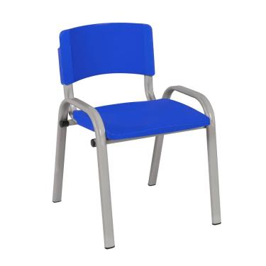 Imagem de Cadeira Infantil Iso Base Cinza Para Atividades Didáticas Creche Escola Empilhável Em Aço