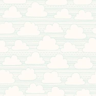 Imagem de Papel De Parede Adesivo Fundo Branco Infantil Nuvens 5m