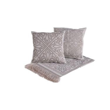 Imagem de Kit Xale Para Sofá Com Franja Grécia 5 Peças 1,35m X 1,35m 60% Algodão - 40% Poliéster...