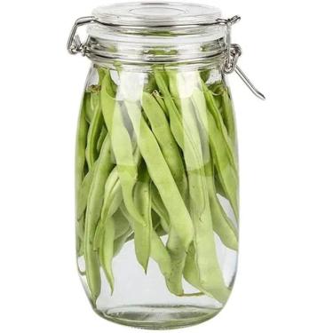 Imagem de Kit 5 Potes De Vidro Hermético 1l Tampa Vedação Conserva