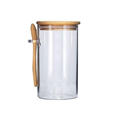 Imagem de Pote Vidro Hermético 870ml com Tampa Bambu e Colher Bambu - Tuut