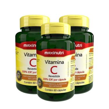 Imagem de Kit 3 Vitaminas C Revestida 100% IDR 60 Capsulas Maxinutri-Unissex
