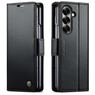 Imagem de LYJSMGZ Capa de negócios de couro para Samsung Galaxy Z Fold 7, carteira com proteção RFID, fecho magnético, capa interna macia, preta, dobra 7