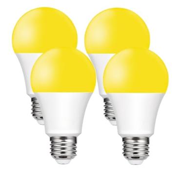 Imagem de Baczao Lâmpadas amarelas para ambientes externos, 9 W (equivalente a 60 W) âmbar 2000 K lâmpada LED para exterior, quintal, varanda, quarto, não regulável, não atraente, base E26, pacote com 4