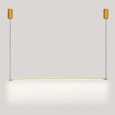 Imagem de 31.5 Luzes Pendt De Barra De Alumínio, Chdeliers De Tubo Longo Linear, Lâmpadas Pendt De Flauta Ultrafinas Para Restaurantes, Luminárias Led Modernas, Gold, Warm light