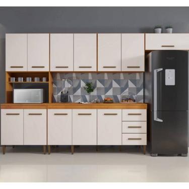 Imagem de Cozinha Completa Atenas 12 Portas 3 Gavetas Kaiki Móveis - Nature/Off