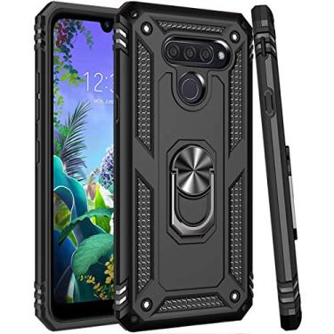 Imagem de Zoeirc Compatível com capa para LG K50/para LG Q60 capa protetora magnética para carro [grau militar] suporte magnético para anel de carro suporte suporte suporte defensor (preto)