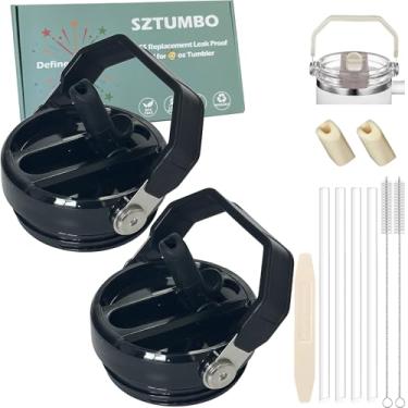 Imagem de 2 peças de substituição de tampa de canudo flip para Stanley copo de 850 g, tampa 100% à prova de vazamento, tampa à prova de derramamento e resistente a respingos, com bocal de sucção removível