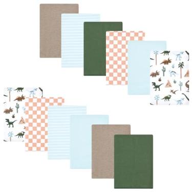 Imagem de Luvable Friends Hudson Baby Flanela Burp Panos, conjunto com 12 unidades, Dinossauro vintage, 14x20 inches