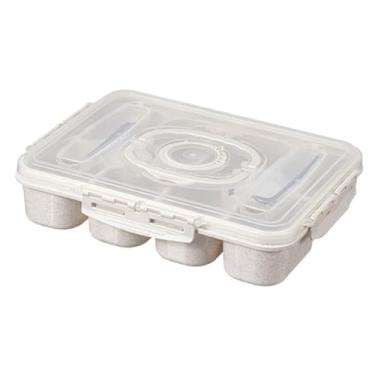 Imagem de IEUDNS Bandeja de servir dividida, organizador de geladeira, lancheira, recipiente para armazenamento de alimentos, caixa de lanche dividida para doces, Branco