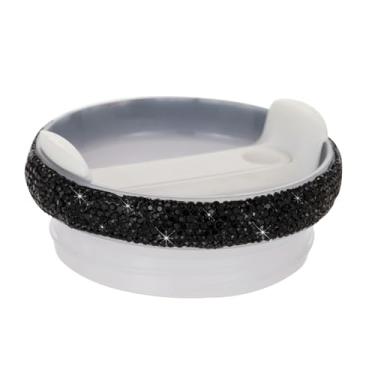 Imagem de Tampa de copo de substituição de 1,134 g para Stanley Cup Bling Tampas de copo de substituição compatíveis com Stanley Quencher 2.0 Cup Top Covers Acessórios para mulheres (preto)
