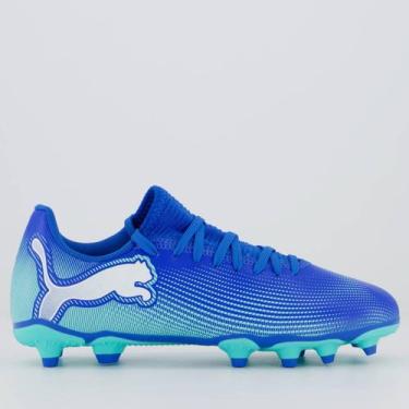 Imagem de Chuteira Puma Future 7 Play FG/AG Campo Juvenil Azul, 34