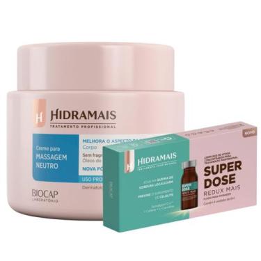 Imagem de Creme De Massagem Neutro 500g + 4un Superdose Redux Mais Hidramais