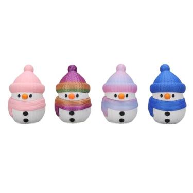 Imagem de Dpofirs 4 PCs Impressão 3D Figuras de Decoração do Boneco de Neve, Ornamentos de Natal, Conjunto de Decoração de Boneco de Neve de 2,76 Polegadas, para Exibição de Mesa de Férias Em Casa