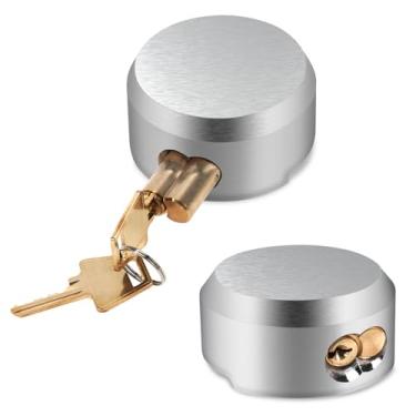 Imagem de Pacote com 2 cadeados de manilha ocultos resistentes com chave, fechaduras de disco, cadeado externo para trava de porta de trailer, caminhões de mudança e vans (6 cm - 7/8 polegadas)