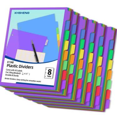 Imagem de Divisores de fichário XHSHENG, divisores de arquivos de plástico de 8 