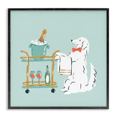 Imagem de Stupell Industries Carrinho de bebida para cachorrinho preto emoldurado com design de arte giclée por Krissy Mast, 61 x 61 cm