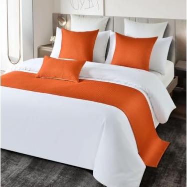 Imagem de Cachecol de cama de hotel para cama de luxo, decoração de cama de alta qualidade, elegante, confortável, proteção para quarto, toalha de cama para cama de solteiro queen size - laranja||50 x 180 cm