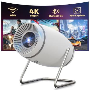 Imagem de Mini projetor, projetor com WiFi e Bluetooth, suporte 4K 1080p, projetor portátil, tela giratória de 180°, projetor de filmes de 330 cm, Keystone automático compatível com HDMI/USB/TV Stick/Smartphone