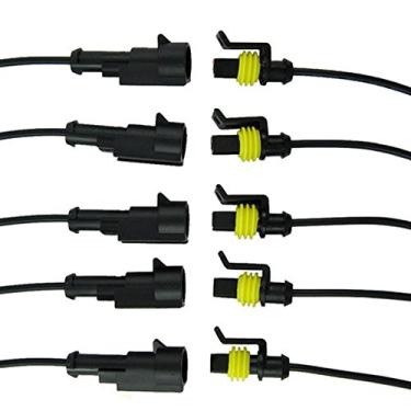 Imagem de ESUPPORT Kit de soquete de conector elétrico automotivo à prova d'água de 1 pino com calibre AWG de fio marinho pacote de 5
