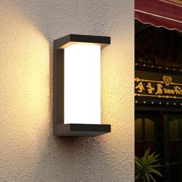 Imagem de Sytmhoe Luzes de parede exterior do crepúsculo ao amanhecer, luminária de LED moderna para uso externo, arandela de parede preta 3000 K, luz externa para casa, varanda, pátio, garagem, passarela