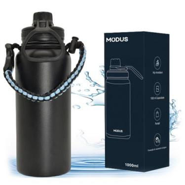 Imagem de Garrafa Térmica de Água Parede Dupla Aço Inox 1L Café Suco Água Campin