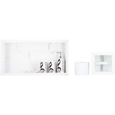 Imagem de Nicho Para Banheiro Em Porcelanato E Porta Papel Higiênico  - Kit com 