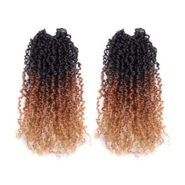 Imagem de GIX Cabelo de crochê Yanky Twist - 2 pacotes de 15 cm (30 fios/peças) 3 tons ombré marrom pré-torcido macio primavera mini torção curto Bob Passion Twist, tranças de crochê trançadas (15 cm, 2P-OT30