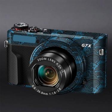 Imagem de Adesivo de capa de câmera G7XII para Canon G7X Mark II película protetora antiarranhões decoração protetora e resistência ao desgaste (azul onda)
