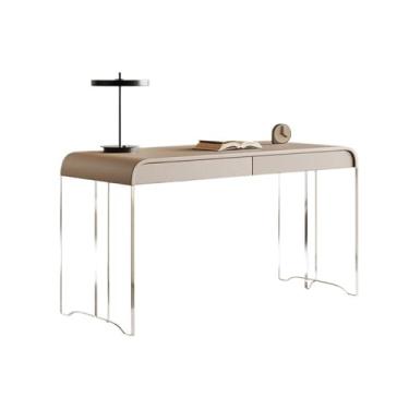 Imagem de Mesa de computador creme, mesa de vento, luz de luxo, moderna, acrílica, suspensão, escritório, escritório, escritório, escritório, cômoda, tudo em um, estações de trabalho (140 x 50 x 75 cm)