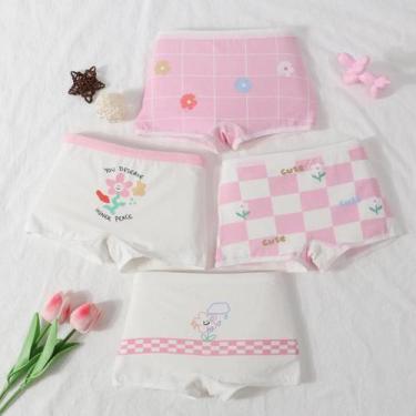 Imagem de Calcinhas De Algodão Para Meninas, Boxers Infantis, Tamanhos Pequeno, 