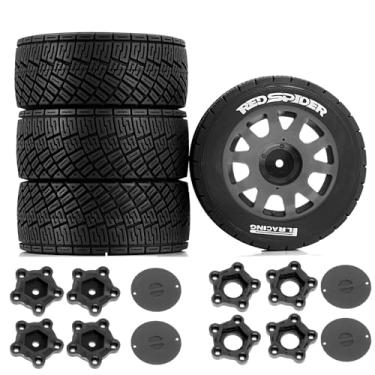 Imagem de Chanjorlin 1/8 1/10 1/7 RC On Road Tires OD 3.94'' and Rally Racing Wheels 12mm 14mm 17mm Hex for 1:8 1:7 1:10 Street Touring Drift Car ARRMA Typhon 6S Losi Kyosho Tamiya TT02 HPI WR8 HSP 4PCS (Gray)