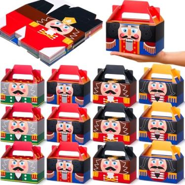 Imagem de Ctosree 24 caixas de presente de biscoito de Natal com alças para quebra-nozes de Natal, quebra-nozes xadrez, presente de papelão, sacos de biscoito de doces, suprimentos para festas de fim de ano, 4