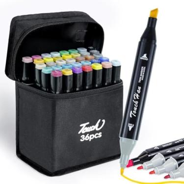 Imagem de Kit Caneta Marcador Para Colorir Desenho Profissional 36 Cores Conjunto De Canetinhas Pontas Duplas Codificadas Por Cor Linha Premium